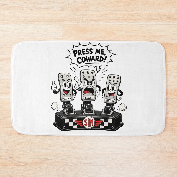 Item preview, Press Me Coward Funny Sim Racing Pedals Cartoon Mascot Art designed and sold by Fenay Designs.