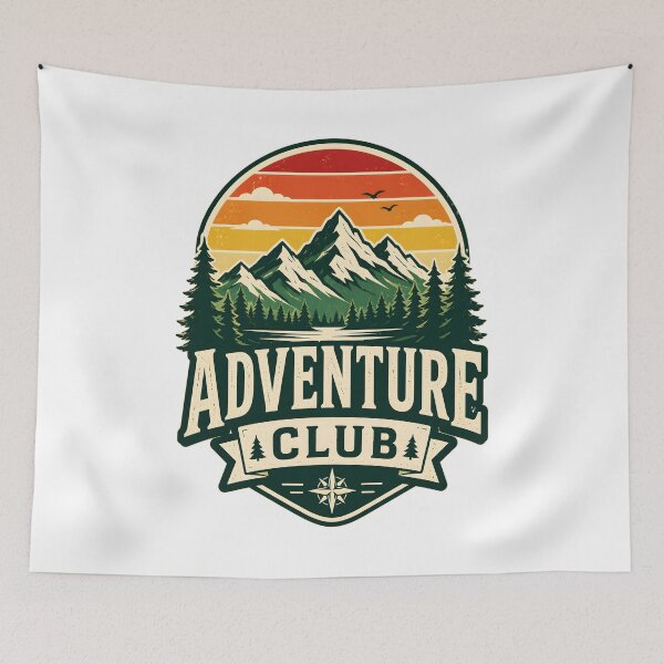 Item preview, Adventure Club Vintage Retro Mountain Hiking designed and sold by Mr Lee.