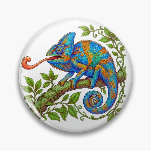 Item preview, Psychedelic Chameleon Fantasy Reptile Illustration designed and sold by HoneyBreezeCo.