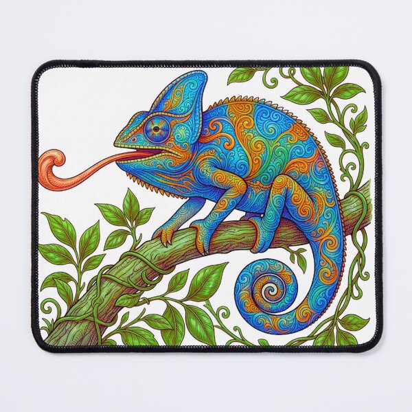 Item preview, Psychedelic Chameleon Fantasy Reptile Illustration designed and sold by HoneyBreezeCo.