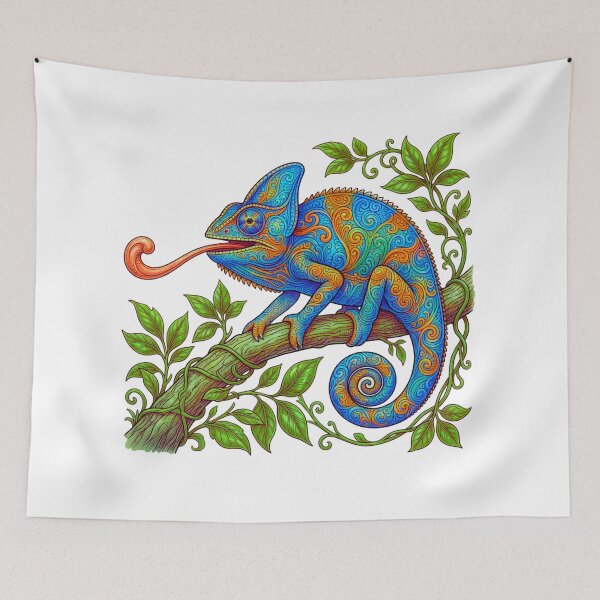 Item preview, Psychedelic Chameleon Fantasy Reptile Illustration designed and sold by HoneyBreezeCo.