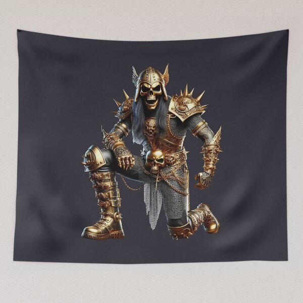 Item preview, Heavy Metal Festival Skull with chainmail and helmet designed and sold by Kimenta.