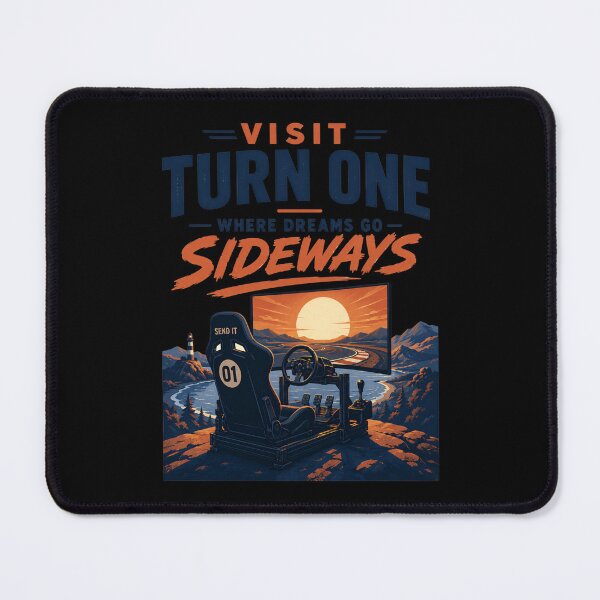 Item preview, Visit Turn One Where Dreams Go Sideways Vintage Sim Racing Poster designed and sold by Fenay Designs.