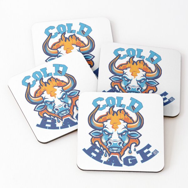 Item preview, COLD RAGE Ice Fire Bull Mascot Gym Fitness Streetwear Logo designed and sold by DesignArtist.ia.