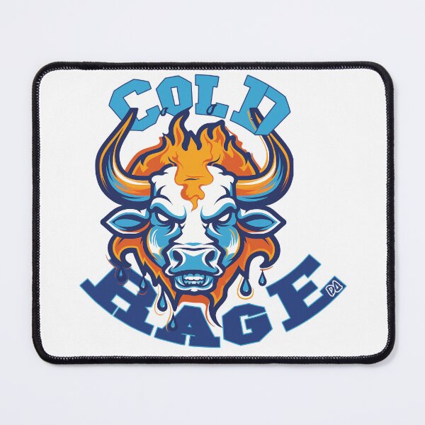 Item preview, COLD RAGE Ice Fire Bull Mascot Gym Fitness Streetwear Logo designed and sold by DesignArtist.ia.