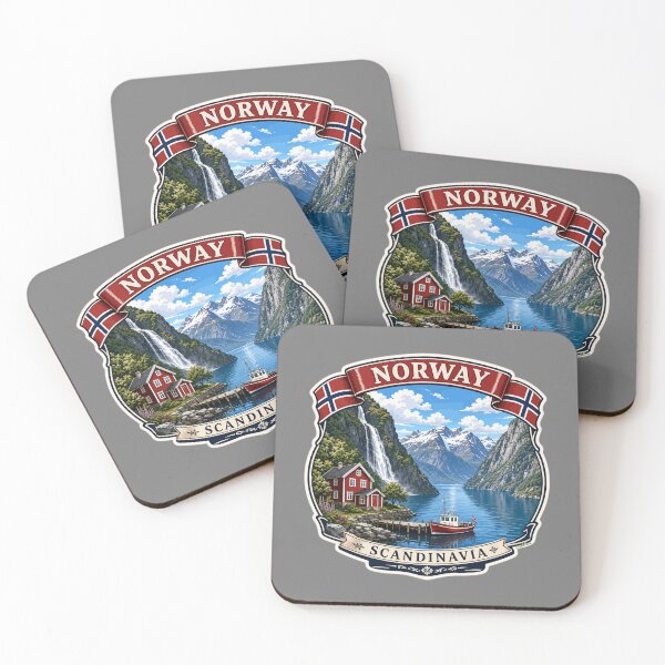Item preview, NORWAY NORGE Kongeriket Noreg, Norwegian Flag Fjord Sticker T-Shirt 03 designed and sold by OuterShellUK.