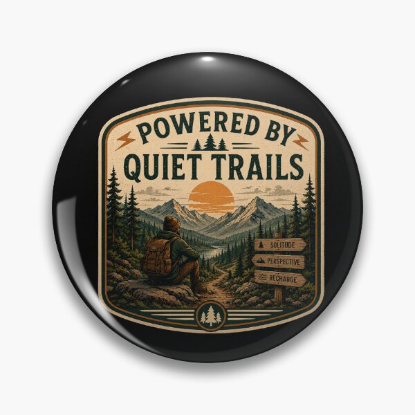 Item preview, Powered By Quiet Trails – Retro Hiking Introvert Nature Design designed and sold by MotylekAnia.