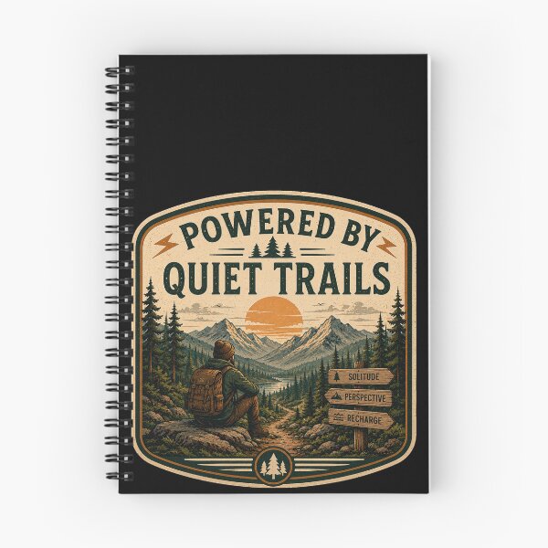 Item preview, Powered By Quiet Trails – Retro Hiking Introvert Nature Design designed and sold by MotylekAnia.