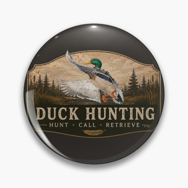 Item preview, Mallard Flight Duck Hunting Badge designed and sold by TammyHunterArt.