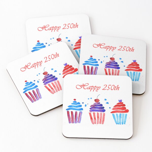 Item preview, Happy 250th patriotic watercolor cupcakes designed and sold by Anne Londez Studio.