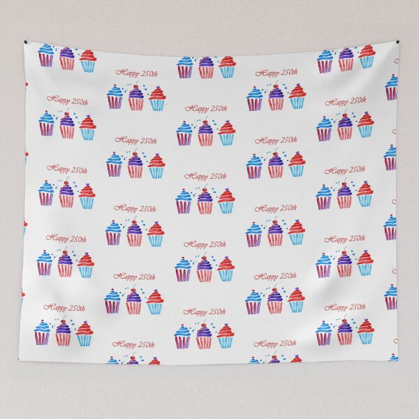 Item preview, Happy 250th patriotic watercolor cupcakes designed and sold by Anne Londez Studio.