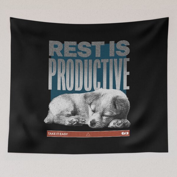 Item preview, Rest Is Productive — Sleeping Dog Vintage Brutalist Print designed and sold by Decorador de Corazones.