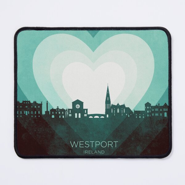 Item preview, Westport Ireland Skyline Hearts Teal designed and sold by ArtPrints.