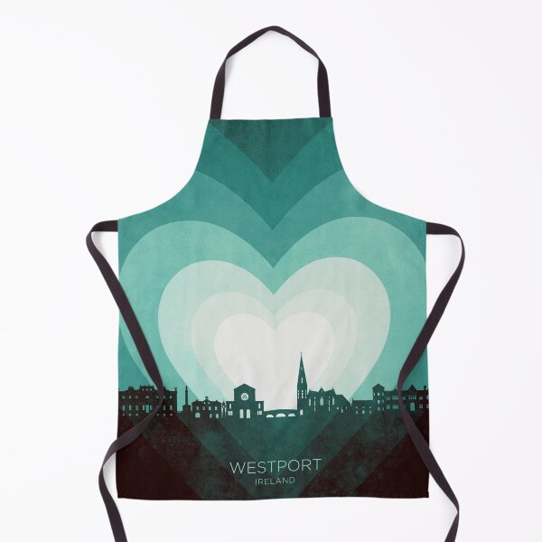 Item preview, Westport Ireland Skyline Hearts Teal designed and sold by ArtPrints.