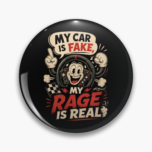 Item preview, My Car Is Fake My Rage Is Real Retro Sim Racing Cartoon designed and sold by Fenay Designs.
