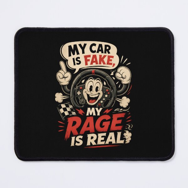 Item preview, My Car Is Fake My Rage Is Real Retro Sim Racing Cartoon designed and sold by Fenay Designs.
