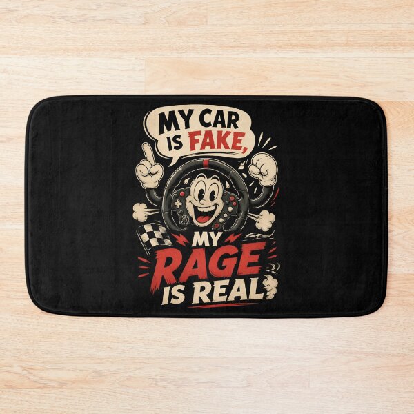 Item preview, My Car Is Fake My Rage Is Real Retro Sim Racing Cartoon designed and sold by Fenay Designs.