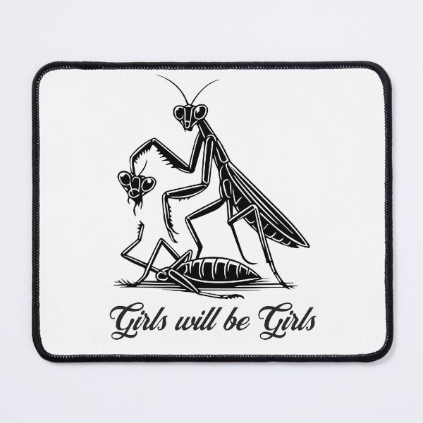 Item preview, Girls Will Be Girls Praying Mantis Nature‑Humor Artwork designed and sold by Analog Aura .