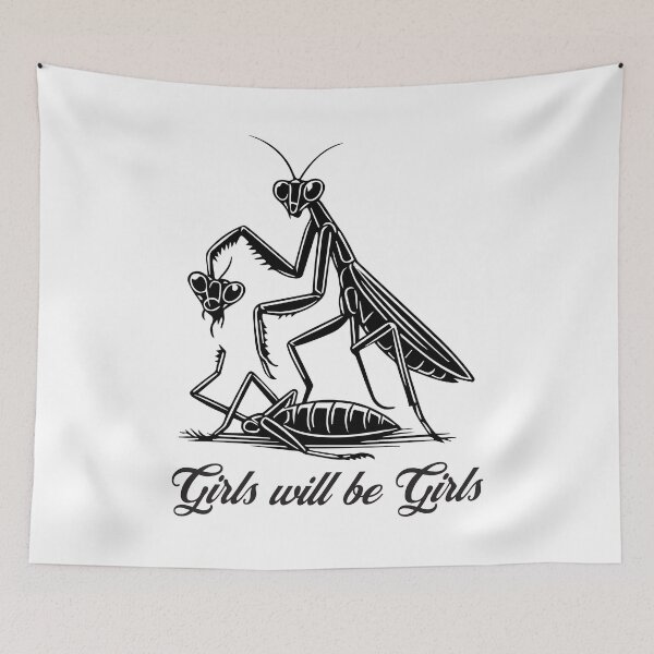 Item preview, Girls Will Be Girls Praying Mantis Nature‑Humor Artwork designed and sold by Analog Aura .