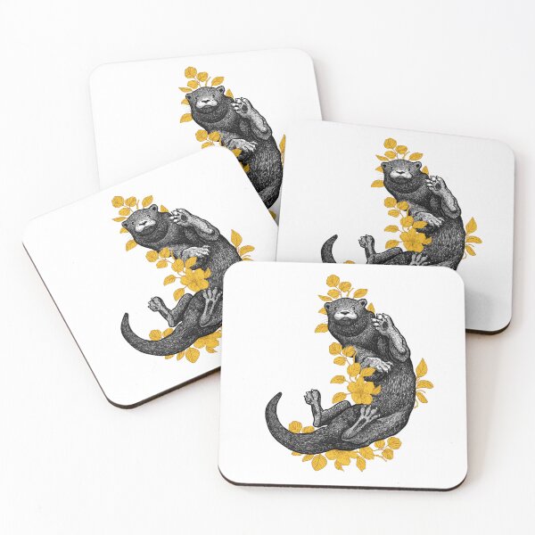 Item preview, Botanical Otter Black and White Art designed and sold by Milovidova.