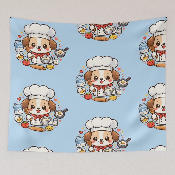 Item preview, Cute Puppy Chef Cooking Breakfast Kawaii Design designed and sold by blankTeeShirt.