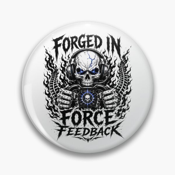 Item preview, Forged In Force Feedback Heavy Metal Skull Sim Racing Art designed and sold by Fenay Designs.