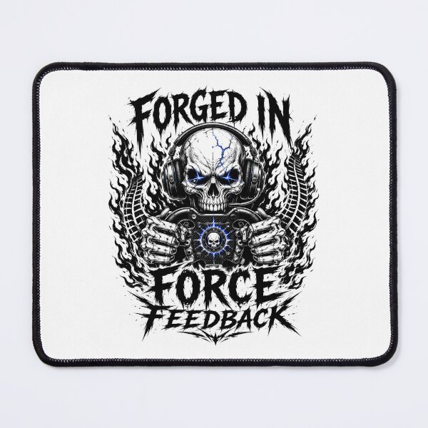 Item preview, Forged In Force Feedback Heavy Metal Skull Sim Racing Art designed and sold by Fenay Designs.