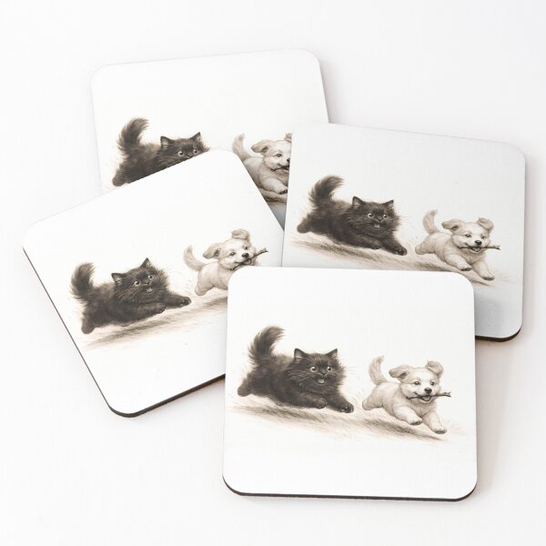 Item preview, Playful Kitten and Puppy Chase designed and sold by cuprum.
