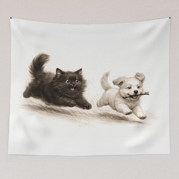 Item preview, Playful Kitten and Puppy Chase designed and sold by cuprum.