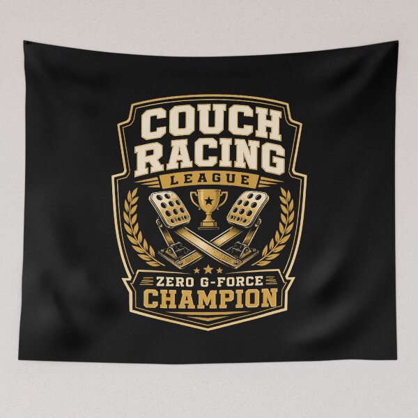 Item preview, Couch Racing League Zero G Force Champion Sim Racing Crest designed and sold by Fenay Designs.