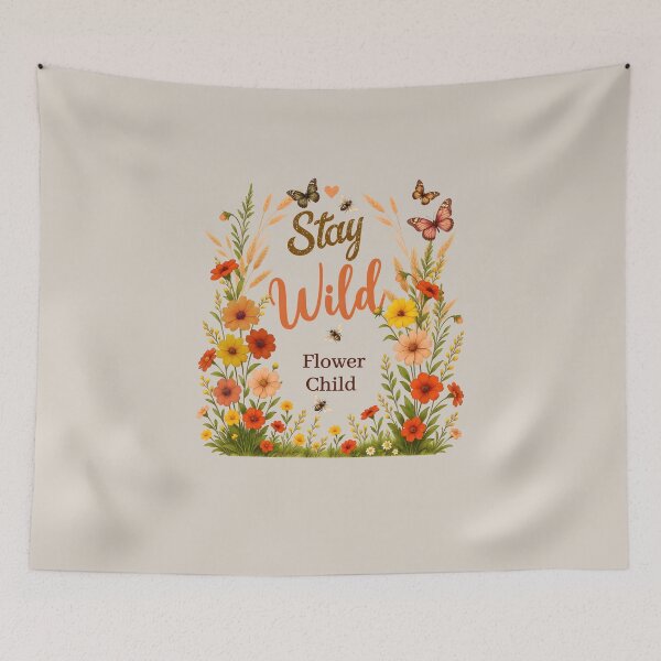 Item preview, Stay Wild Flower Child Boho Floral Graphic designed and sold by ZanyPaintbrush.