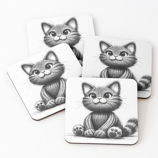 Item preview, Adorable Knitted Cat Sketch designed and sold by cuprum.