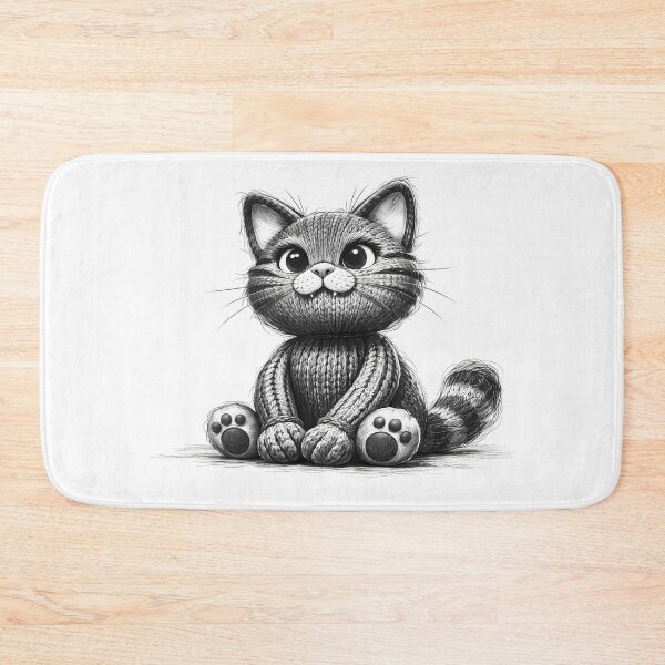 Item preview, Adorable Knitted Cat Sketch designed and sold by cuprum.