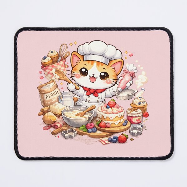 Item preview, Cute Bakery Cat Chef – Kawaii Baking Illustration designed and sold by blankTeeShirt.