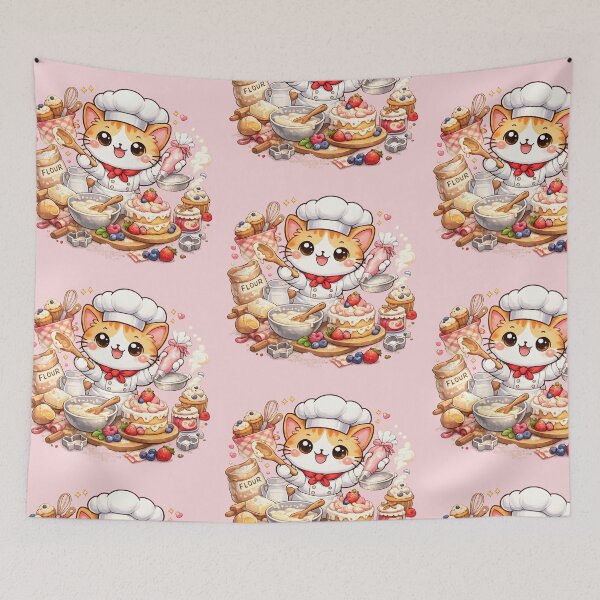 Item preview, Cute Bakery Cat Chef – Kawaii Baking Illustration designed and sold by blankTeeShirt.