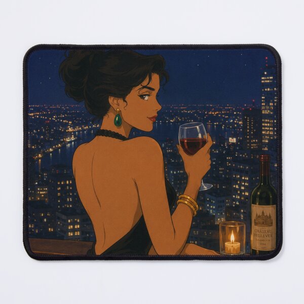 Item preview, Midnight Elegance: City Lights & Red Wine designed and sold by  Hollow Moon Studios..