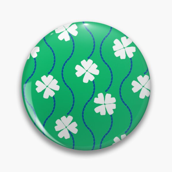Item preview, White Four Leaf Clovers and Blue Lines on Green with Painterly Texture designed and sold by ArtyFridgees.