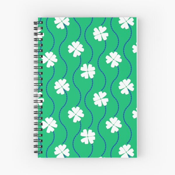 Item preview, White Four Leaf Clovers and Blue Lines on Green with Painterly Texture designed and sold by ArtyFridgees.