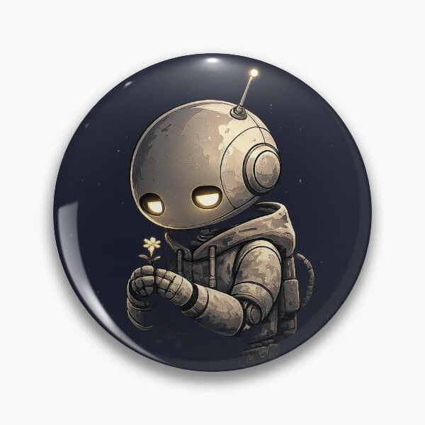 Item preview, Robot triste sosteniendo una flor designed and sold by QuietNovaShop.