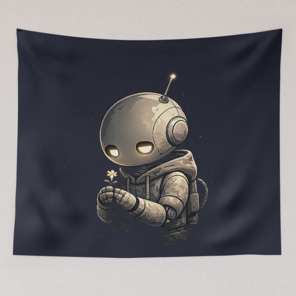 Item preview, Sad Robot Holding Flower designed and sold by QuietNovaShop.