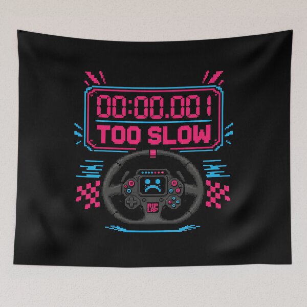 Item preview, Too Slow RIP Lap Pixel Art Neon Sim Racing Steering Wheel designed and sold by Fenay Designs.