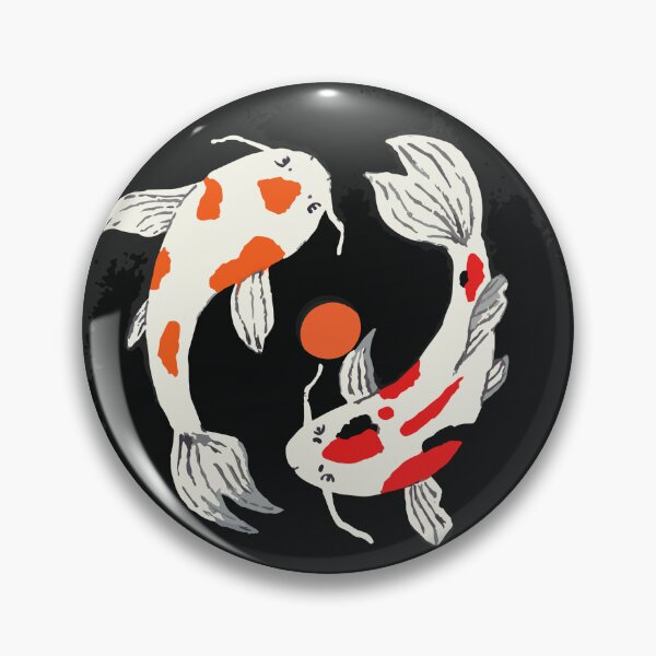 Item preview, Minimal Japanese Inspired Art | Red & Orange Yin Yang Koi Fish Illustration designed and sold by Moo Ilustra.
