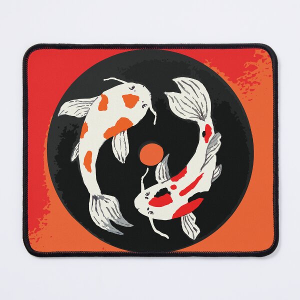 Item preview, Minimal Japanese Inspired Art | Red & Orange Yin Yang Koi Fish Illustration designed and sold by Moo Ilustra.