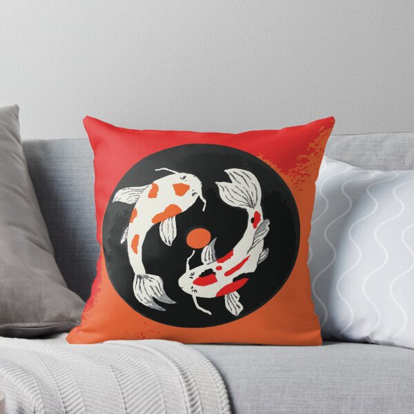 Item preview, Minimal Japanese Inspired Art | Red & Orange Yin Yang Koi Fish Illustration designed and sold by Moo Ilustra.