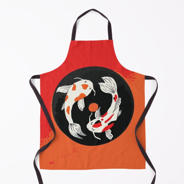 Item preview, Minimal Japanese Inspired Art | Red & Orange Yin Yang Koi Fish Illustration designed and sold by Moo Ilustra.