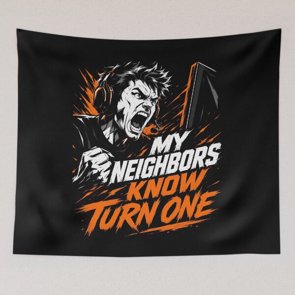 Item preview, My Neighbors Know Turn One Aggressive Sim Racing Rage Art designed and sold by Fenay Designs.