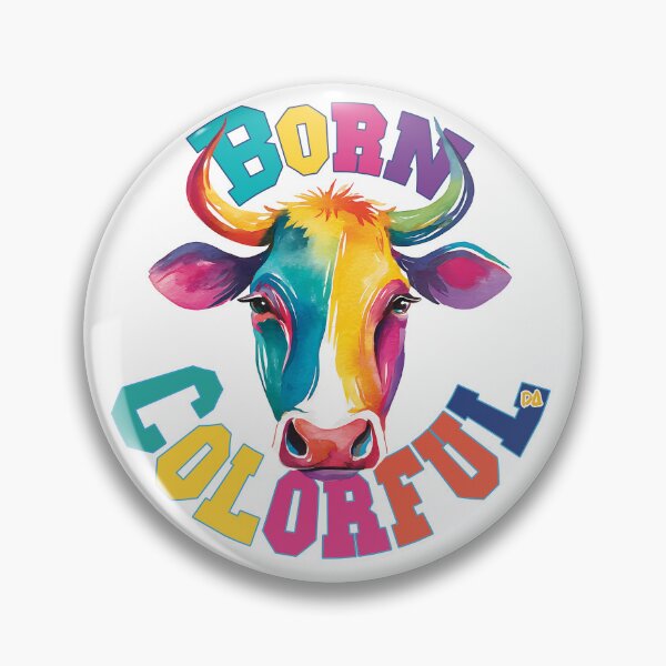 Item preview, BORN COLORFUL Rainbow Cow Mascot Watercolor Typography Streetwear Graphic designed and sold by DesignArtist.ia.