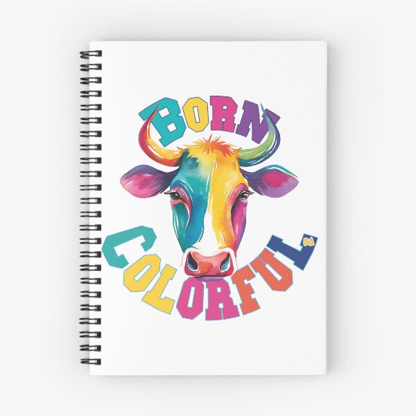 Item preview, BORN COLORFUL Rainbow Cow Mascot Watercolor Typography Streetwear Graphic designed and sold by DesignArtist.ia.