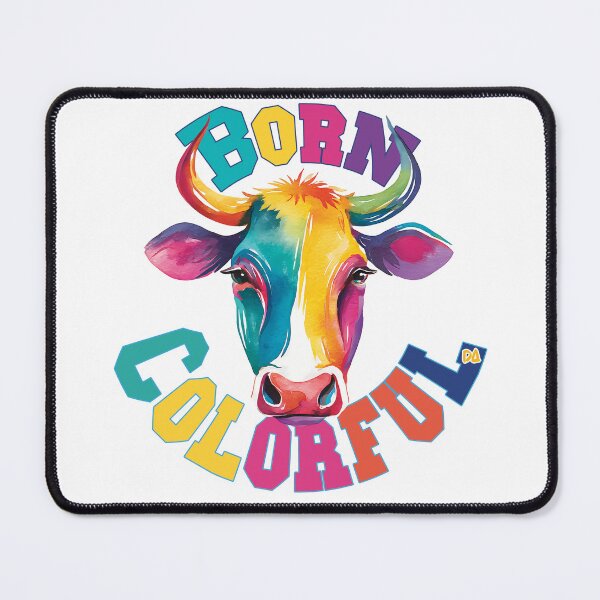 Item preview, BORN COLORFUL Rainbow Cow Mascot Watercolor Typography Streetwear Graphic designed and sold by DesignArtist.ia.