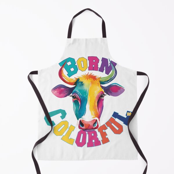 Item preview, BORN COLORFUL Rainbow Cow Mascot Watercolor Typography Streetwear Graphic designed and sold by DesignArtist.ia.